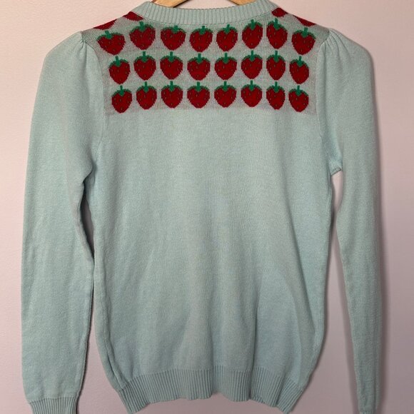 Modcloth Lightweight Strawberry Cardigan in Light Blue - Picture 3 of 7